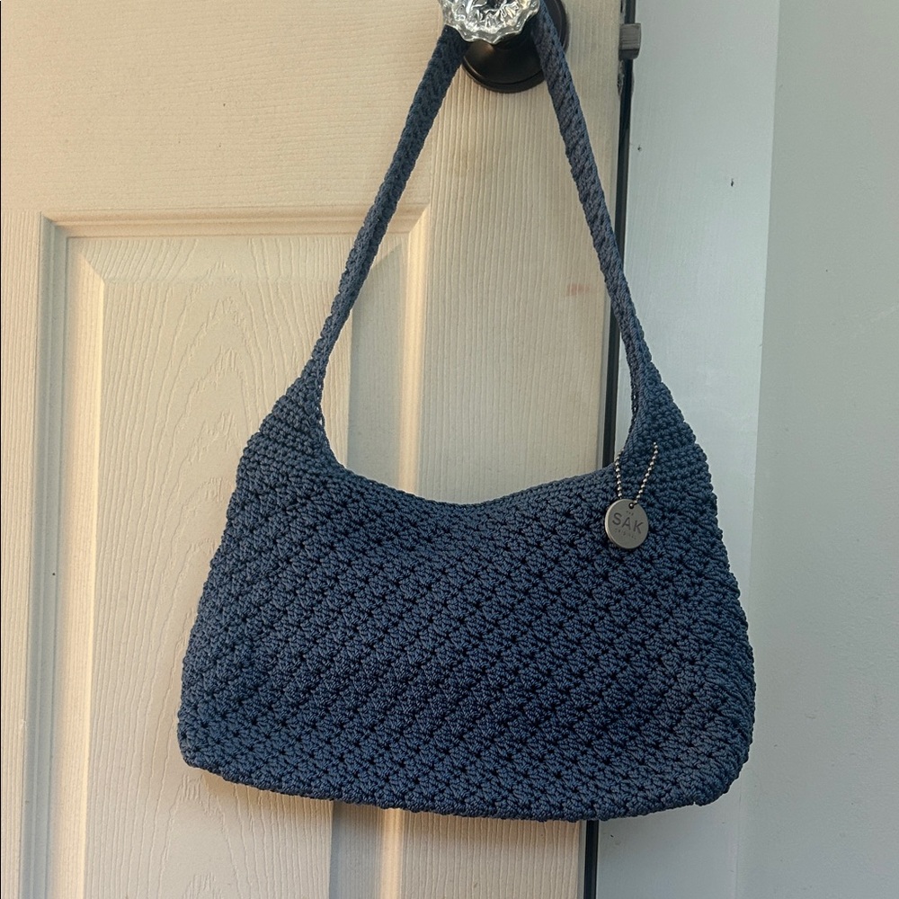 The Sak Dark Blue Crochet Shoulder Bag